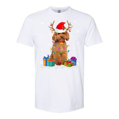 Cute Poodle Dog Christmas Lights Santa Hat Xmas Holidays Gift Softstyle CVC T-Shirt