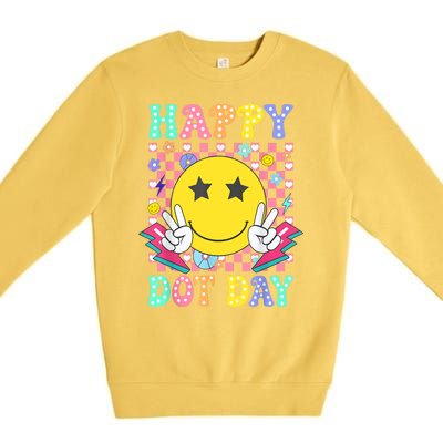 Colorful Polka Dot Happy Dot Day 2024 Smile Face Teacher Gift Premium Crewneck Sweatshirt