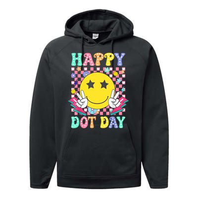 Colorful Polka Dot Happy Dot Day 2024 Smile Face Teacher Gift Performance Fleece Hoodie