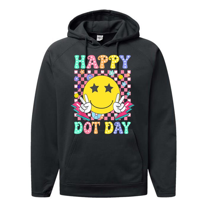 Colorful Polka Dot Happy Dot Day 2024 Smile Face Teacher Gift Performance Fleece Hoodie