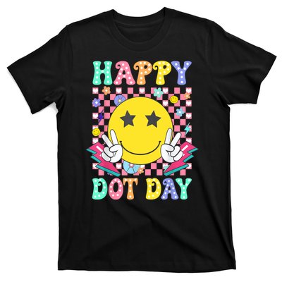 Colorful Polka Dot Happy Dot Day 2024 Smile Face Teacher Gift T-Shirt