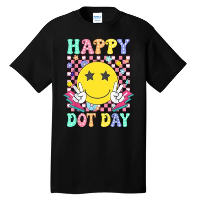 Colorful Polka Dot Happy Dot Day 2024 Smile Face Teacher Gift Tall T-Shirt