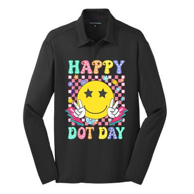 Colorful Polka Dot Happy Dot Day 2024 Smile Face Teacher Gift Silk Touch Performance Long Sleeve Polo