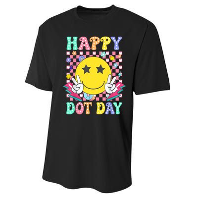 Colorful Polka Dot Happy Dot Day 2024 Smile Face Teacher Gift Performance Sprint T-Shirt