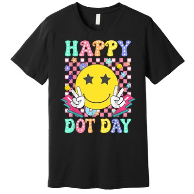 Colorful Polka Dot Happy Dot Day 2024 Smile Face Teacher Gift Premium T-Shirt