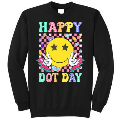 Colorful Polka Dot Happy Dot Day 2024 Smile Face Teacher Gift Tall Sweatshirt