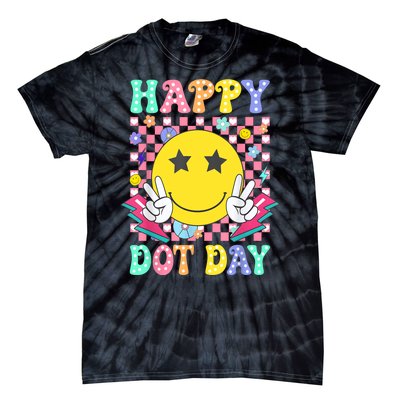 Colorful Polka Dot Happy Dot Day 2024 Smile Face Teacher Gift Tie-Dye T-Shirt