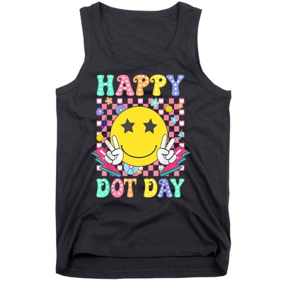 Colorful Polka Dot Happy Dot Day 2024 Smile Face Teacher Gift Tank Top