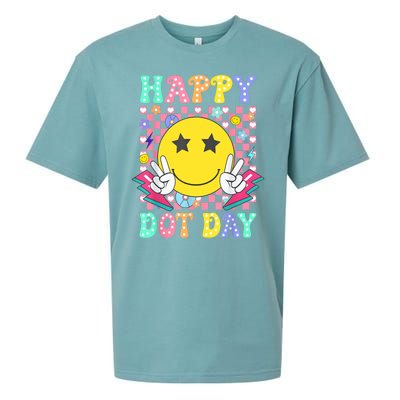 Colorful Polka Dot Happy Dot Day 2024 Smile Face Teacher Gift Sueded Cloud Jersey T-Shirt