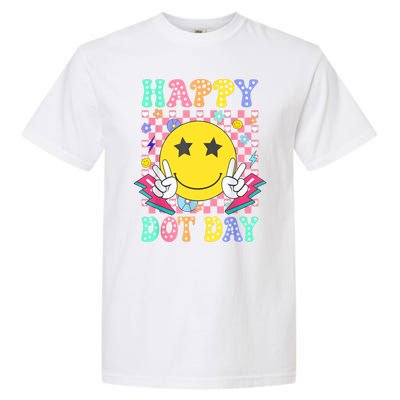 Colorful Polka Dot Happy Dot Day 2024 Smile Face Teacher Gift Garment-Dyed Heavyweight T-Shirt