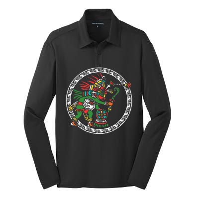 Civilization People Ethnic Aztec Symbol Art Ancient Gift Silk Touch Performance Long Sleeve Polo