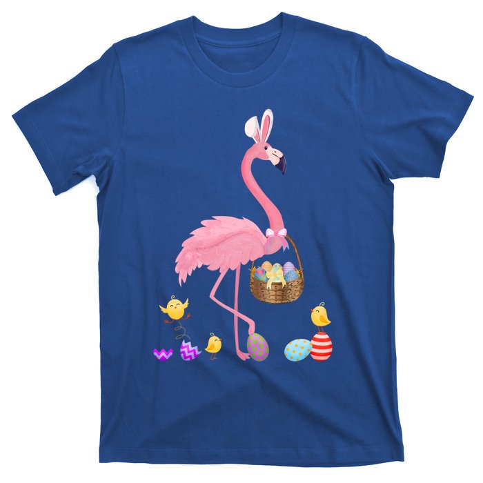 Cool Pretty Easter Gift Flamingo With Easter Basket Gift T-Shirt