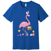 Cool Pretty Easter Gift Flamingo With Easter Basket Gift Premium T-Shirt