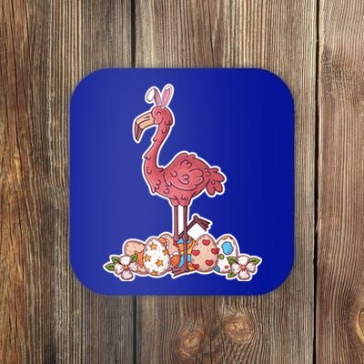 Cute Pink Easter Flamingo Bunny Easter Egg Hunt Great Gift Coaster