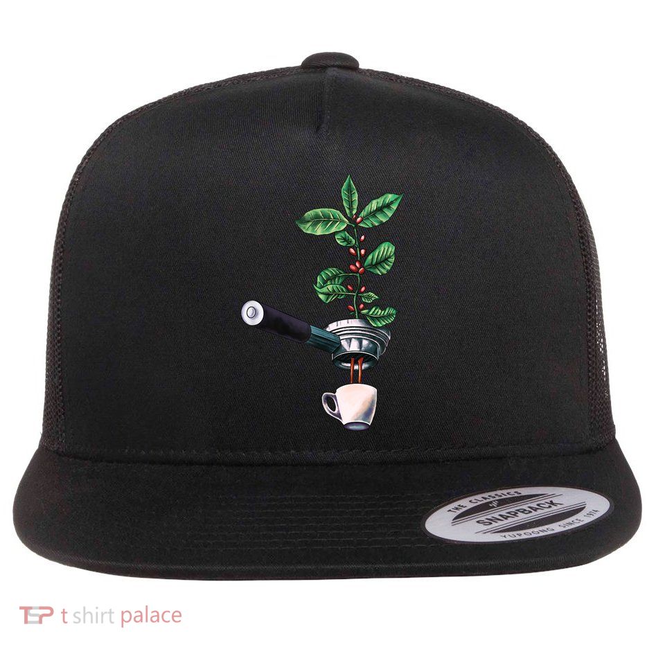 Coffee Plant Espresso Barista Flat Bill Trucker Hat