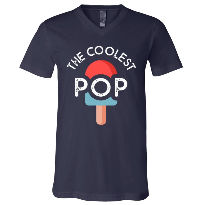 Coolest Pop Ever Ice Cream 4th Of July Men Dad Fathers Day Gift V-Neck T-Shirt