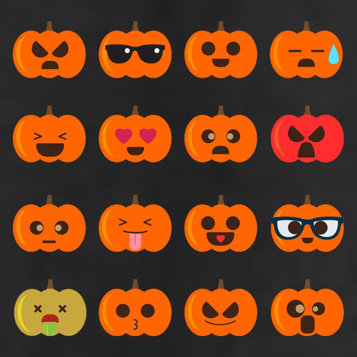 Cute Pumpkin Emoji 7 Panel Mesh Trucker Snapback Hat