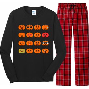 Cute Pumpkin Emoji Long Sleeve Pajama Set