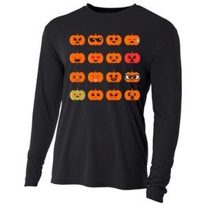 Cute Pumpkin Emoji Cooling Performance Long Sleeve Crew