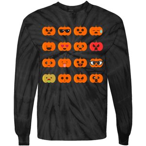 Cute Pumpkin Emoji Tie-Dye Long Sleeve Shirt