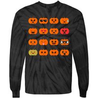 Cute Pumpkin Emoji Tie-Dye Long Sleeve Shirt