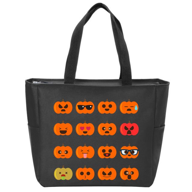 Cute Pumpkin Emoji Zip Tote Bag