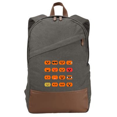 Cute Pumpkin Emoji Cotton Canvas Backpack