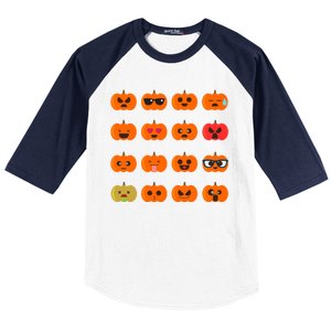 Cute Pumpkin Emoji Baseball Sleeve Shirt