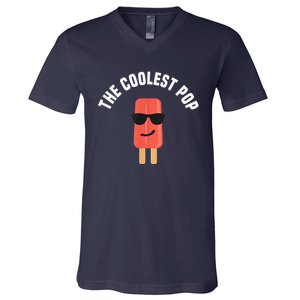 Coolest Pop Ever Popsicle Funny Retro Bomb Fathers Day Gift V-Neck T-Shirt