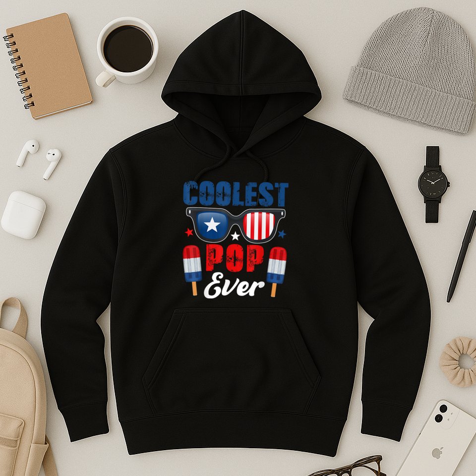 Coolest Pop Ever Popsicle Funny Retro Bomb Fathers Day Gift Hoodie