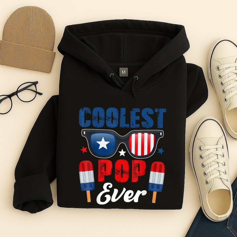 Coolest Pop Ever Popsicle Funny Retro Bomb Fathers Day Gift Hoodie