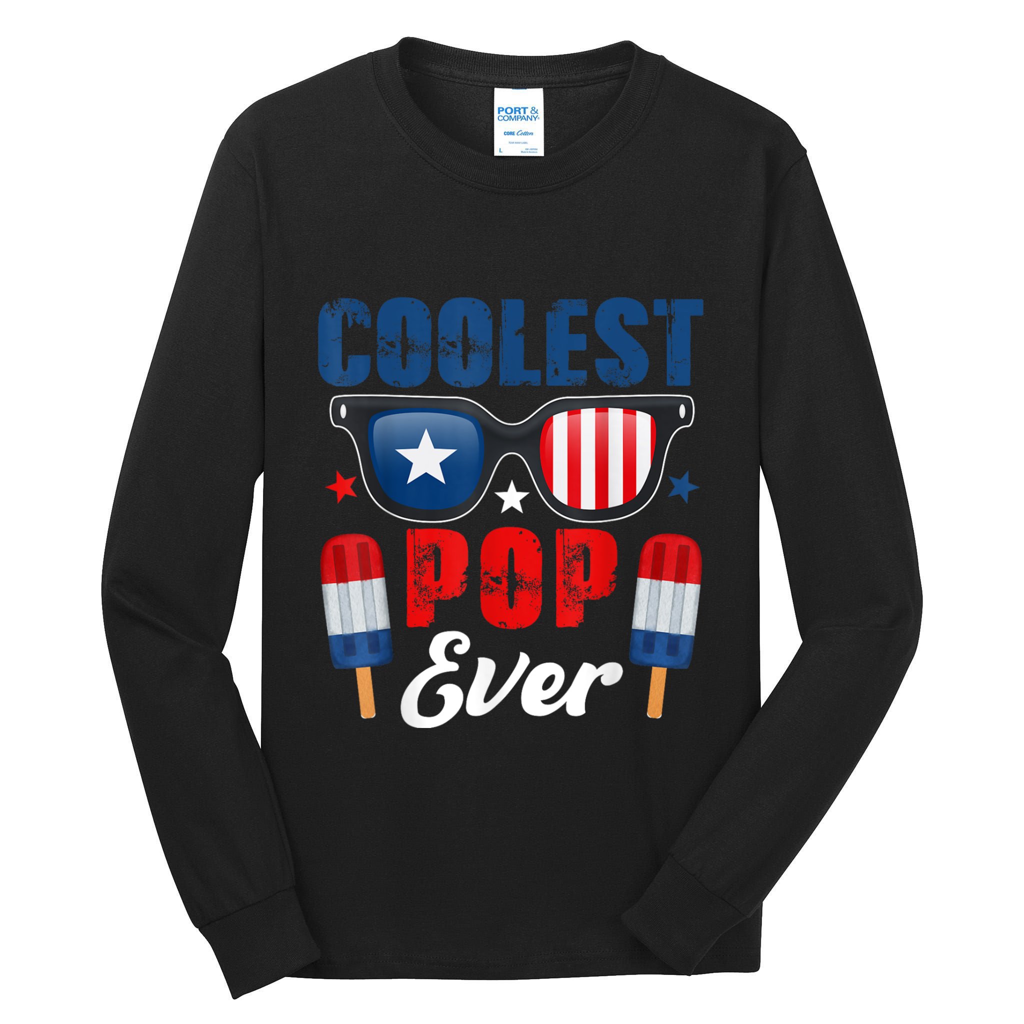 Coolest Pop Ever Popsicle Funny Retro Bomb Fathers Day Gift Tall Long Sleeve T-Shirt