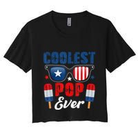 Coolest Pop Ever Popsicle Funny Retro Bomb Fathers Day Gift Women's Crop Top Tee