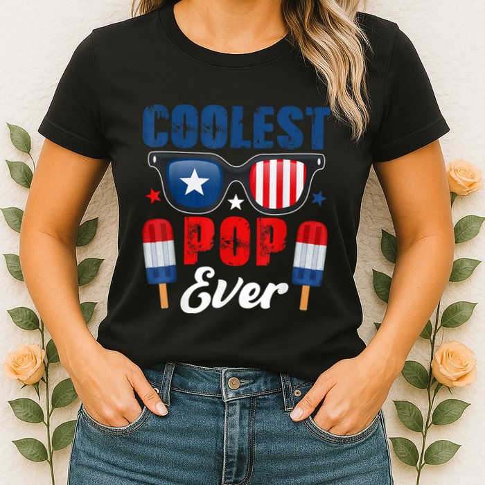 Coolest Pop Ever Popsicle Funny Retro Bomb Fathers Day Gift Womens T-Shirt