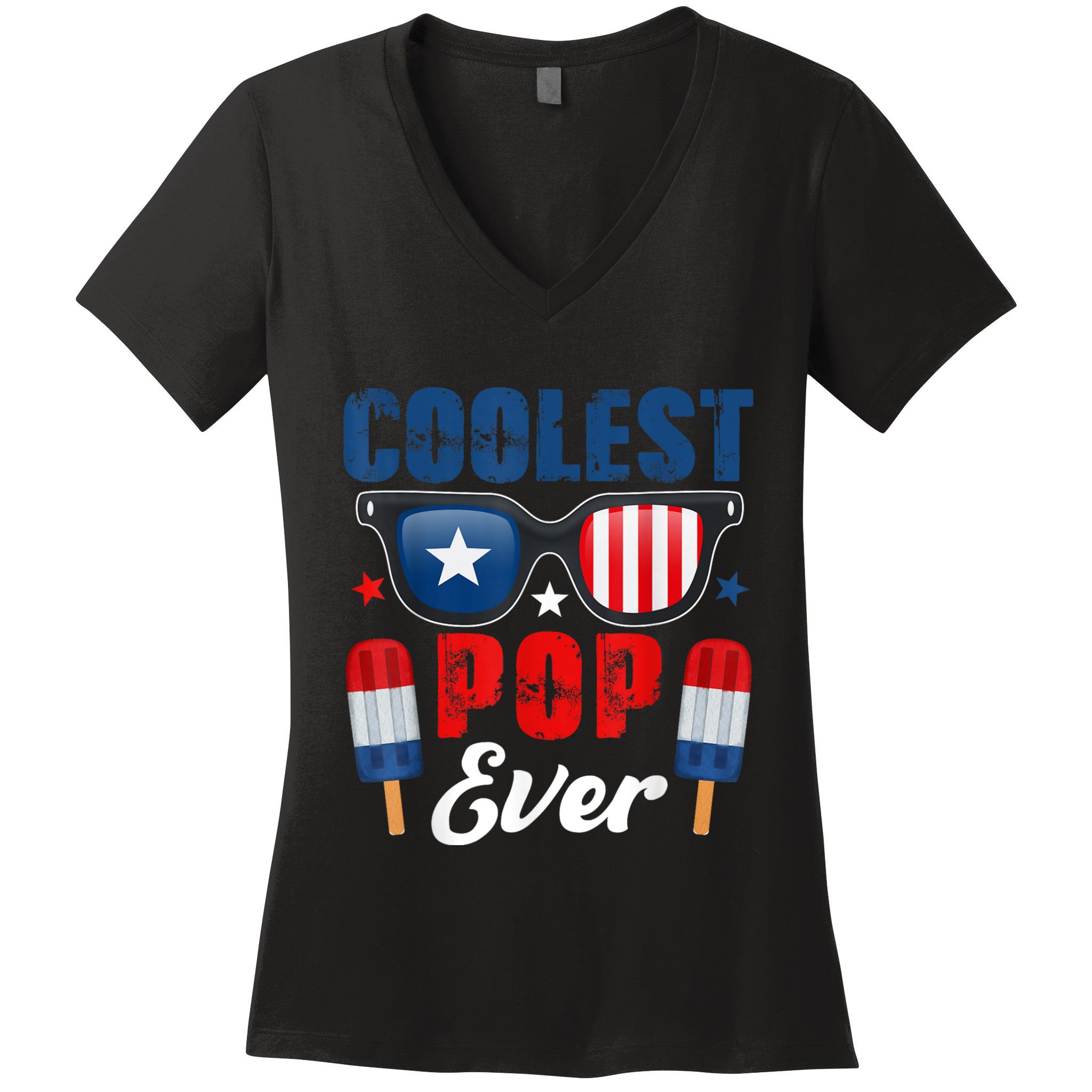 Coolest Pop Ever Popsicle Funny Retro Bomb Fathers Day Gift Women's V-Neck T-Shirt