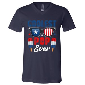 Coolest Pop Ever Popsicle Funny Retro Bomb Fathers Day Gift V-Neck T-Shirt