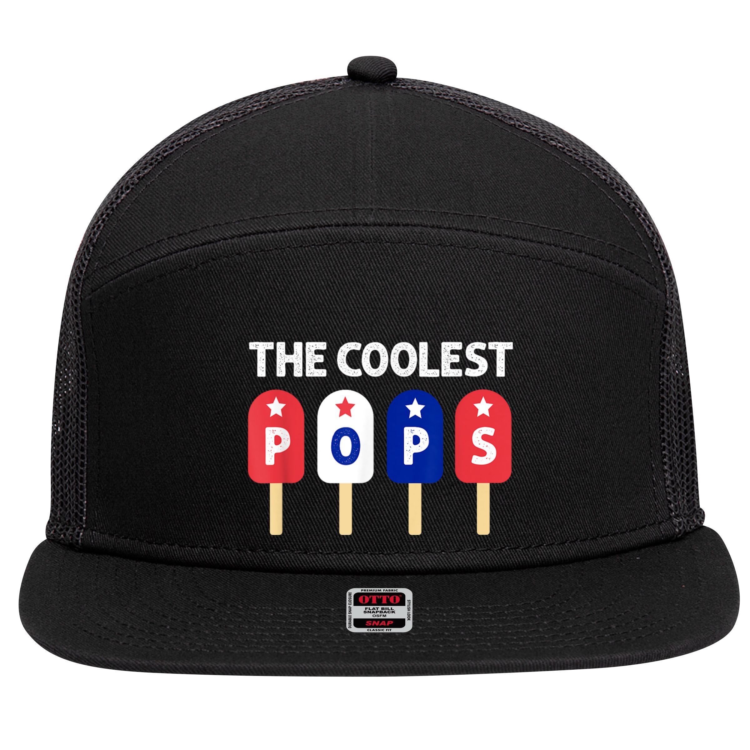 Coolest Pop Ever Popsicle Funny Retro Bomb Fathers Day Gift 7 Panel Mesh Trucker Snapback Hat