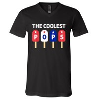 Coolest Pop Ever Popsicle Funny Retro Bomb Fathers Day Gift V-Neck T-Shirt