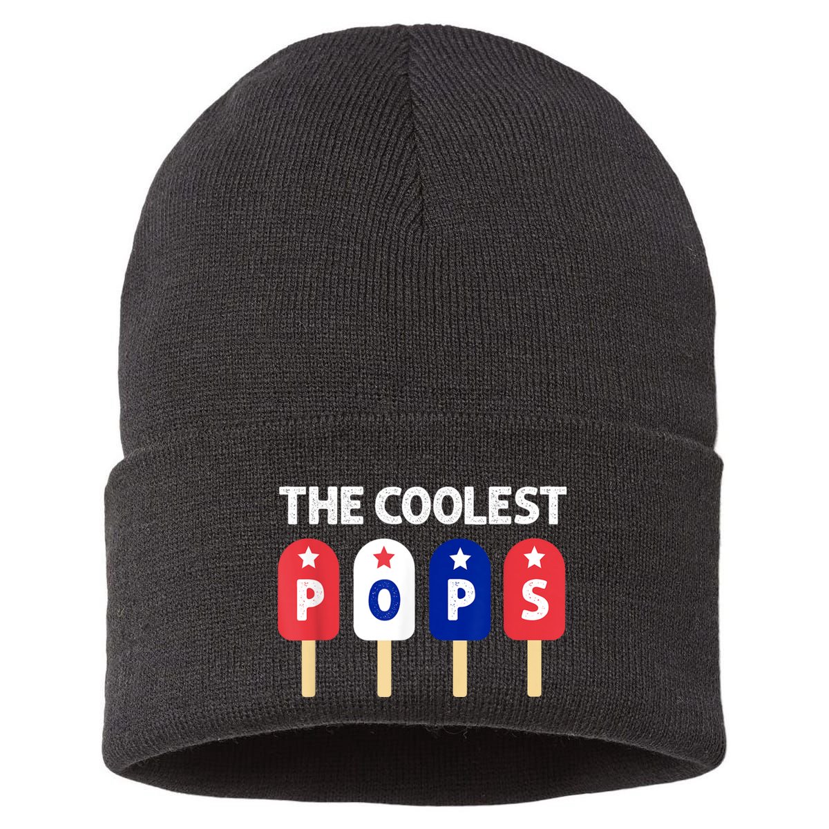 Coolest Pop Ever Popsicle Funny Retro Bomb Fathers Day Gift Sustainable Knit Beanie