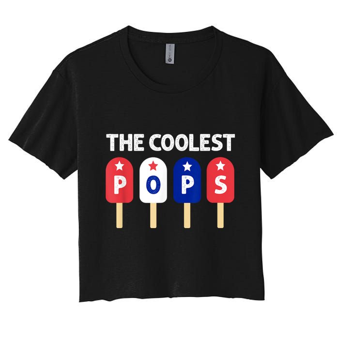 Coolest Pop Ever Popsicle Funny Retro Bomb Fathers Day Gift Women's Crop Top Tee
