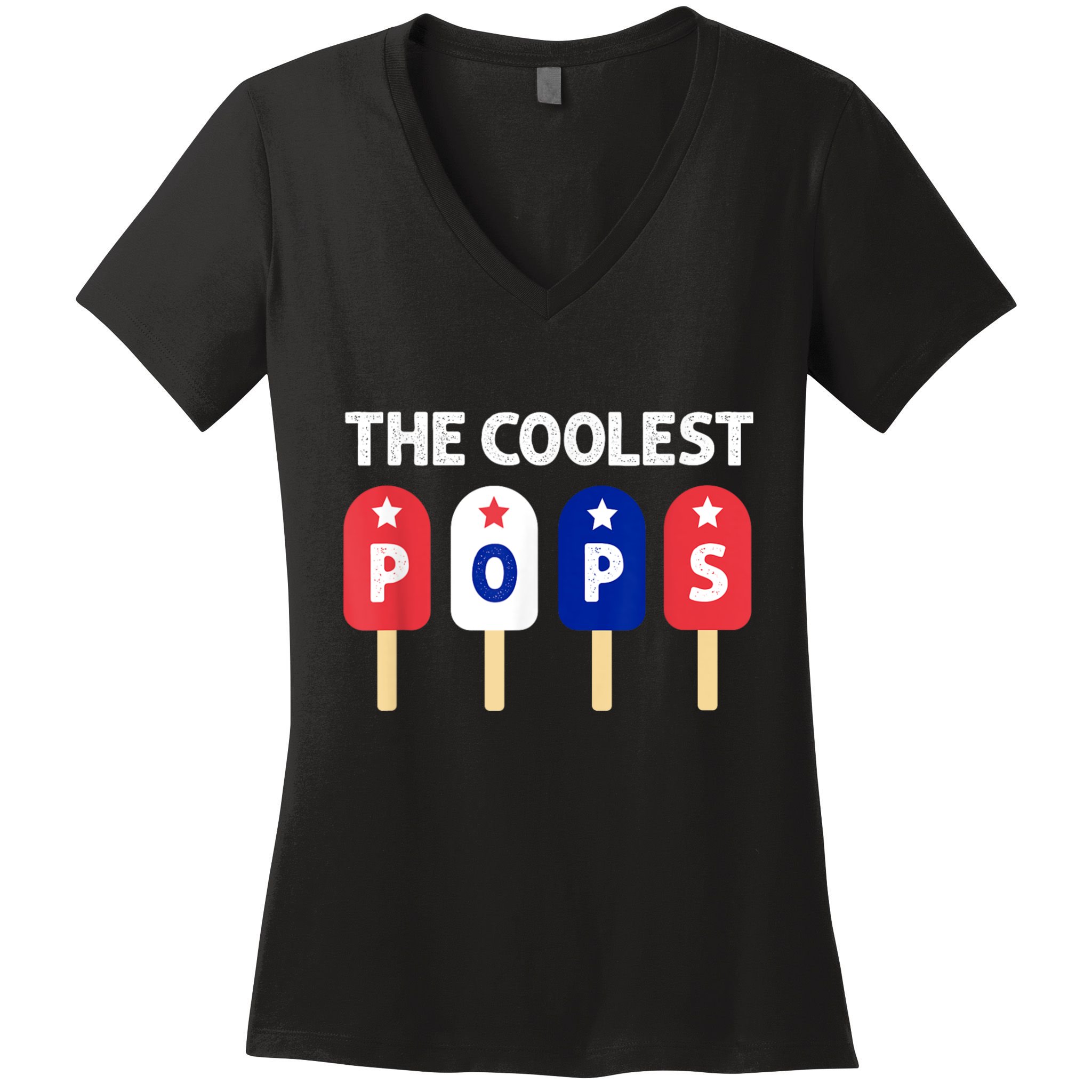 Coolest Pop Ever Popsicle Funny Retro Bomb Fathers Day Gift Women's V-Neck T-Shirt