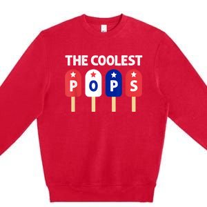 Coolest Pop Ever Popsicle Funny Retro Bomb Fathers Day Gift Premium Crewneck Sweatshirt