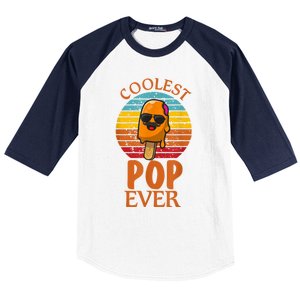 Coolest Pop Ever Popsicle Funny Retro Bomb Fathers Day Gift Baseball Sleeve Shirt