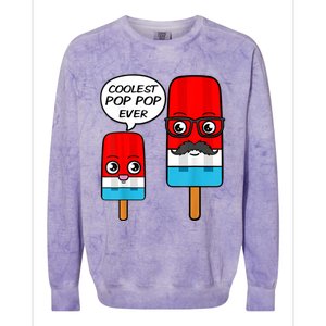 Coolest Pop Ever Popsicle Funny Retro Bomb Fathers Day Gift Colorblast Crewneck Sweatshirt