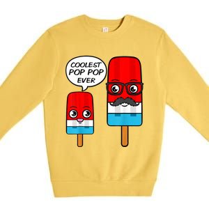 Coolest Pop Ever Popsicle Funny Retro Bomb Fathers Day Gift Premium Crewneck Sweatshirt