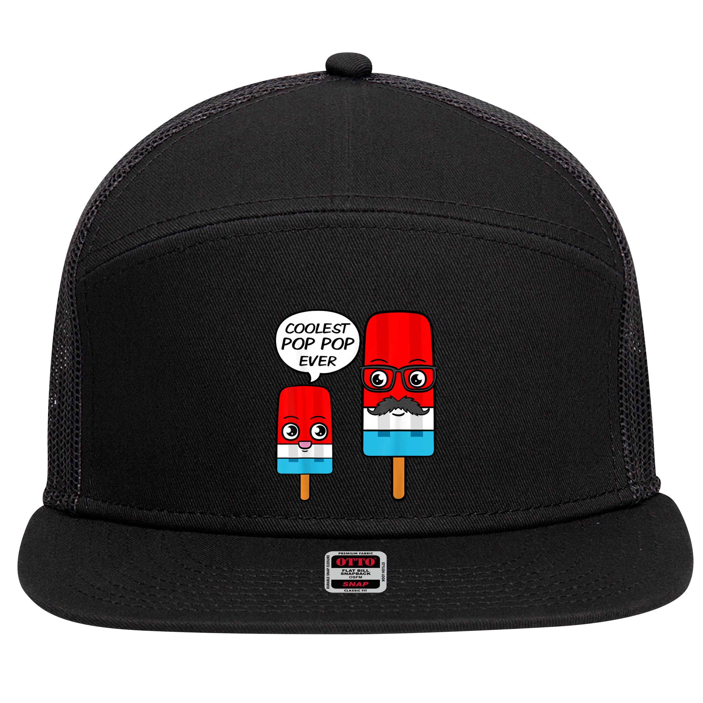 Coolest Pop Ever Popsicle Funny Retro Bomb Fathers Day Gift 7 Panel Mesh Trucker Snapback Hat