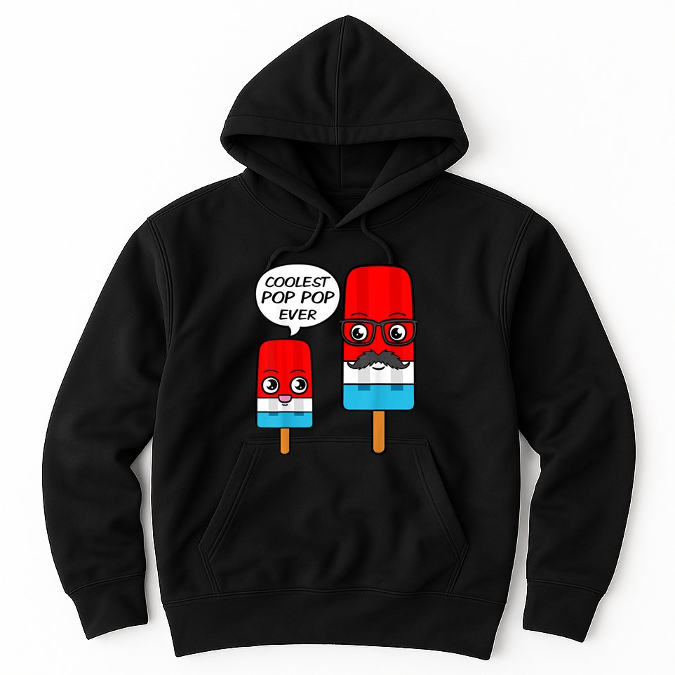 Coolest Pop Ever Popsicle Funny Retro Bomb Fathers Day Gift Hoodie