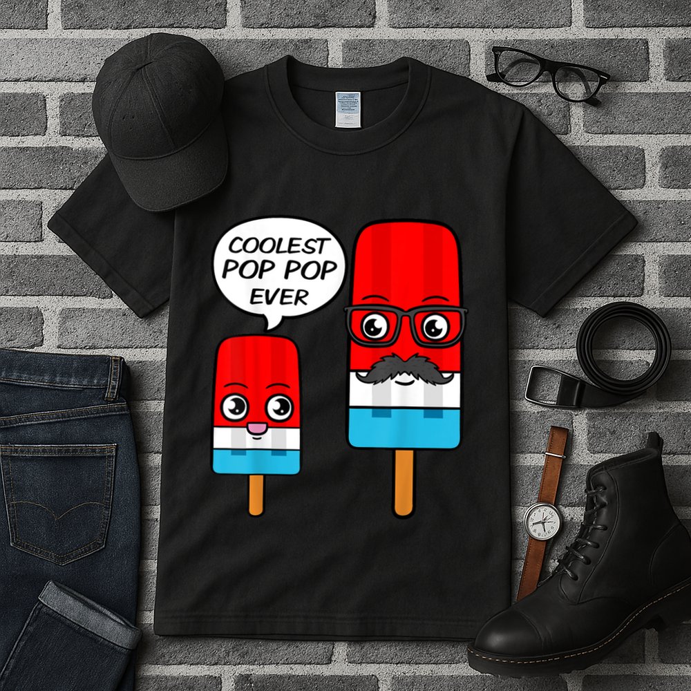 Coolest Pop Ever Popsicle Funny Retro Bomb Fathers Day Gift Tall T-Shirt