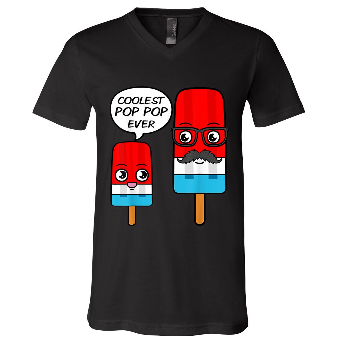 Coolest Pop Ever Popsicle Funny Retro Bomb Fathers Day Gift V-Neck T-Shirt