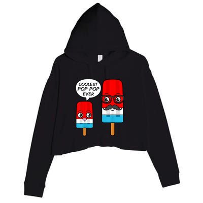 Coolest Pop Ever Popsicle Funny Retro Bomb Fathers Day Gift Crop Fleece Hoodie